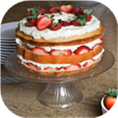 Carry Cake with Strawberries and Whipped Cream