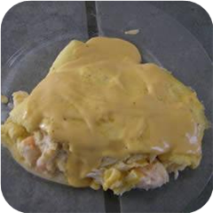 Seafood Omelets with Creamy Cheese Sauce