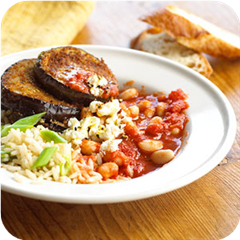 saucy beans and eggplant