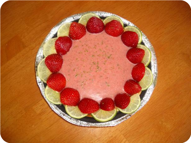 Key Lime Cheesecake With Strawberry Butter Sauce