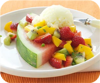 Melon with fruit salsa 