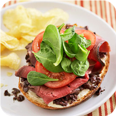 Beef and tapenade open-face sandwiches 
