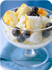 Angel food cake with lemon cream and berries 