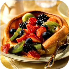 Fruit-filled puff pancakes 
