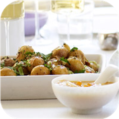 Maple-glazed new potatoes 