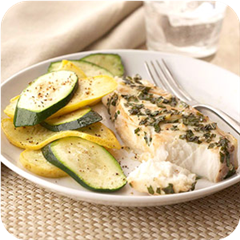 Garlic-basil halibut 
