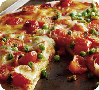 Roasted spring vegetable pizza