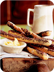 Flaxseed and rye breadsticks 