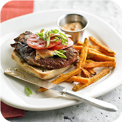 Cajun steak sandwiches with sweet potato fries 