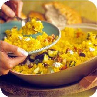 Saffron Pilaf with Grilled Vegetables