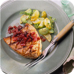 Fish with cherry relish 