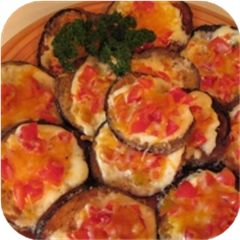 Garlicky eggplant melts