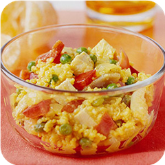 Curried chicken casserole in a bowl 