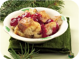 White Chocolate Bread Pudding with Red Berry Sauce