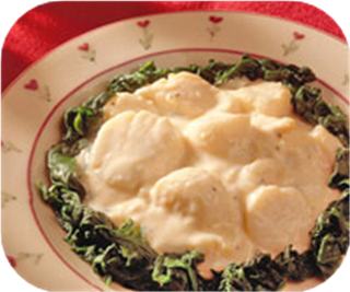 Scallops florentine