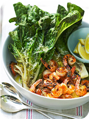 Grilled shrimp and romaine 