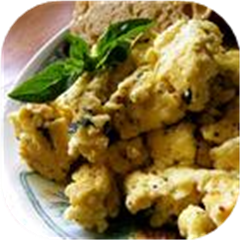 Creamy Cheesy Scrambled Eggs with Basil