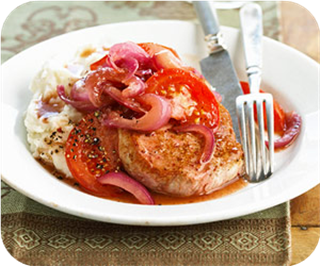 Pork & potatoes with tomato relish 