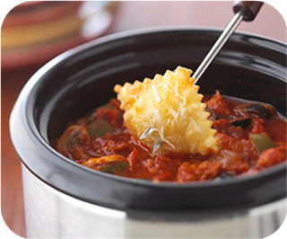 Supreme pizza fondue 
