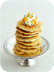 wild rice pancakes with smoked trout and creme fraiche