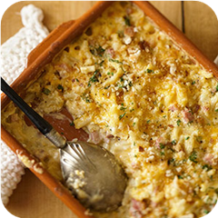 Creamy Macaroni-and-Cheese Ham Bake
