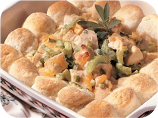 Hot Turkey Salad with Sage Biscuits
