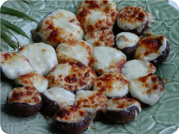 Mushrooms Stuffed With Swiss Cheese
