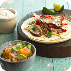 Mojo pork fajitas with orange-avocado salsa 