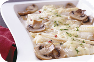 Cheesy Mushroom-Fish Bake
