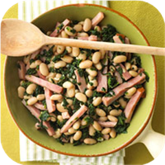 Greens, beans and ham 