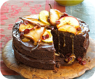 Chocolaty Harvest Fruit-Topped Cake