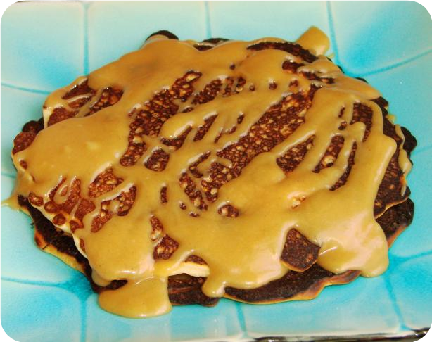 Oatmeal Pancakes With Peanut Butter Spread