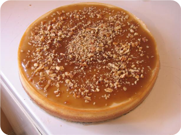 Eggnog Cheesecake With Pecan Caramel Sauce