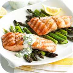 Grilled salmon with garden mayonnaise