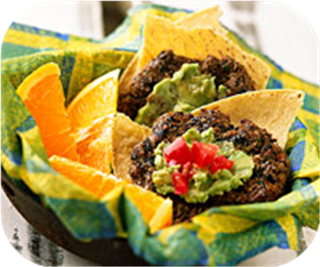Southwestern black bean cakes with guacamole 