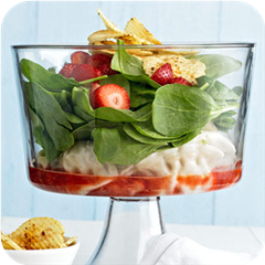 Layered Spinach and Pot Sticker Salad