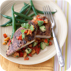 Blackened chicken with avocado salsa 