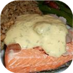 Quick Poached Salmon with Dill Mustard Sauce