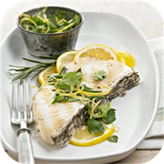 Grilled bass with lemon and herbs 