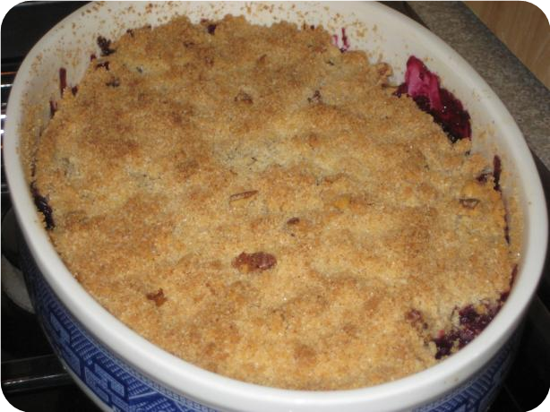 Blueberry Rhubarb Crisp With Pistachio Crust