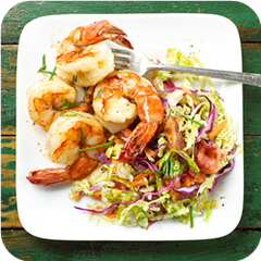 Shrimp with warm coleslaw 