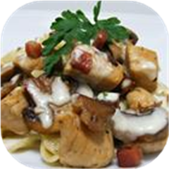 Chicken and Bowtie Pasta with Asiago Cream Sauce