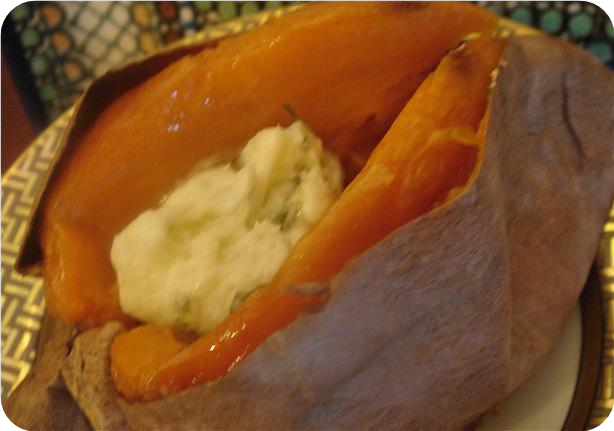 Baked Sweet Potatoes With Honey-Mint Butter