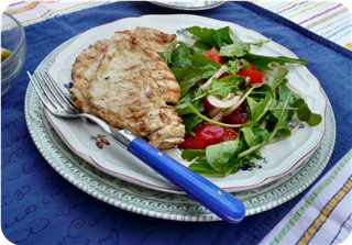 Grilled Chicken Paillard with Arugula Salad