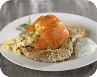 Scrambled egg and smoked salmon timbale 