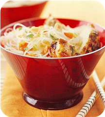 Ginger chicken with rice noodles 