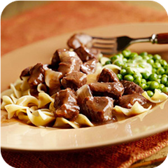 Beef in red wine gravy 