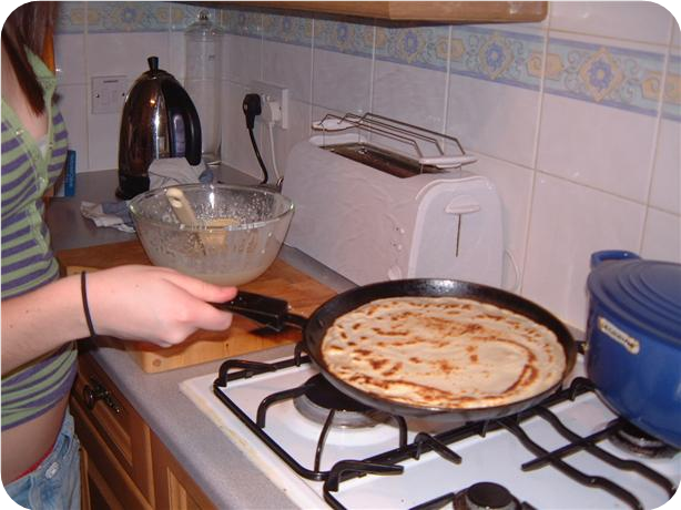 Pouring Batter for Traditional Pancakes