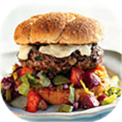 Moroccan-Spiced Lamb Burgers with Beet, Red Onion, and Orange Salsa  