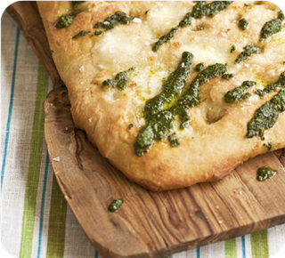 Focaccia with pesto & mozzarella 